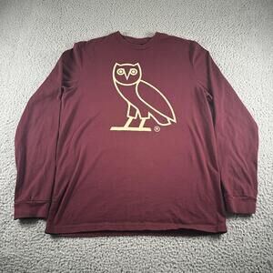 October's Very Own Shirt Mens M Red Long Sleeve Logo OVO Tee Drake Streetwear